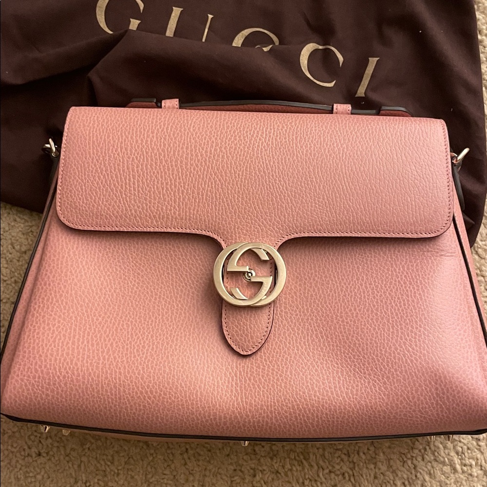 Gucci Blush Leather Bag with silver Hardware